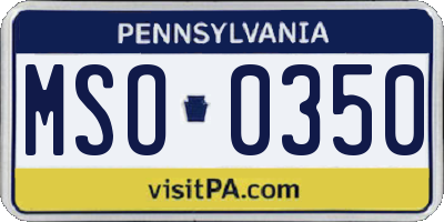 PA license plate MSO0350