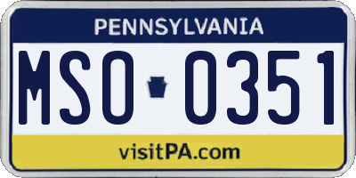 PA license plate MSO0351