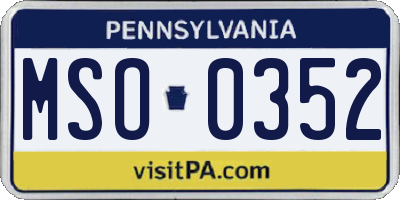 PA license plate MSO0352