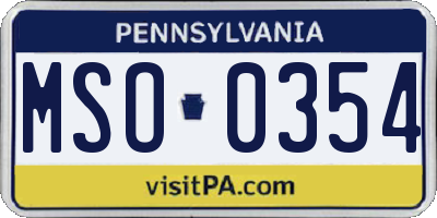 PA license plate MSO0354