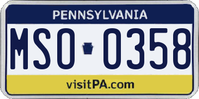 PA license plate MSO0358