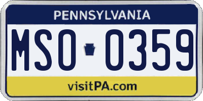 PA license plate MSO0359