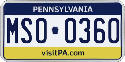 PA license plate MSO0360
