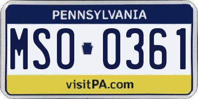 PA license plate MSO0361