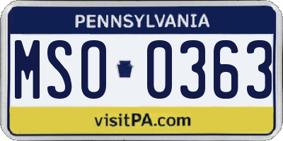 PA license plate MSO0363