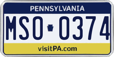 PA license plate MSO0374