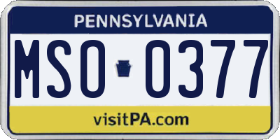 PA license plate MSO0377