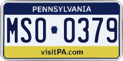 PA license plate MSO0379