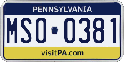 PA license plate MSO0381