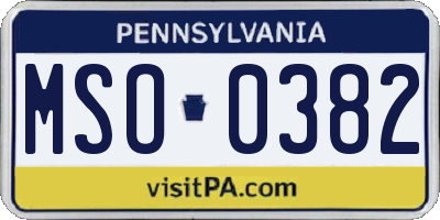 PA license plate MSO0382