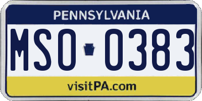 PA license plate MSO0383