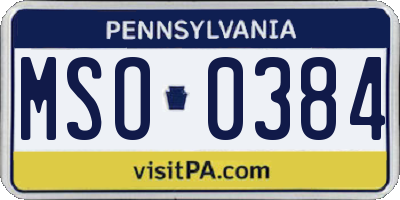 PA license plate MSO0384
