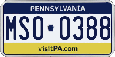PA license plate MSO0388