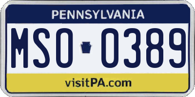 PA license plate MSO0389