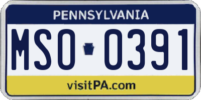 PA license plate MSO0391
