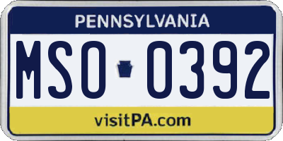 PA license plate MSO0392