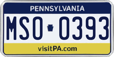 PA license plate MSO0393
