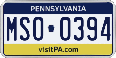 PA license plate MSO0394