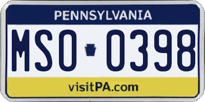 PA license plate MSO0398