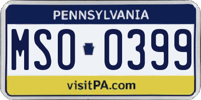 PA license plate MSO0399