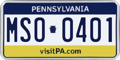 PA license plate MSO0401