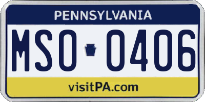 PA license plate MSO0406