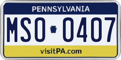 PA license plate MSO0407