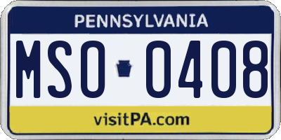 PA license plate MSO0408