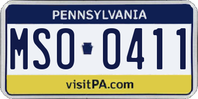 PA license plate MSO0411