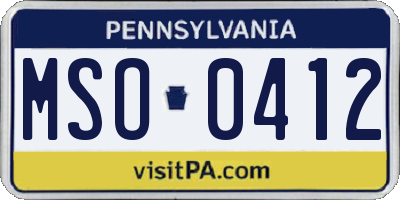 PA license plate MSO0412
