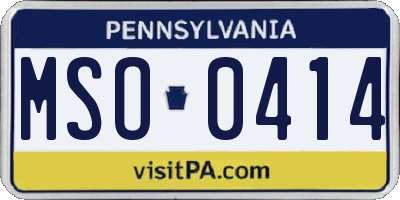 PA license plate MSO0414