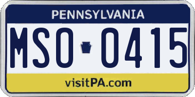 PA license plate MSO0415
