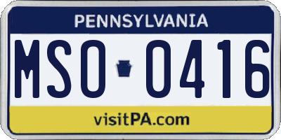 PA license plate MSO0416