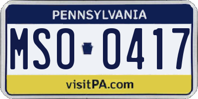 PA license plate MSO0417