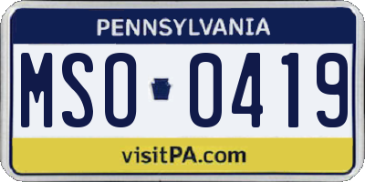 PA license plate MSO0419