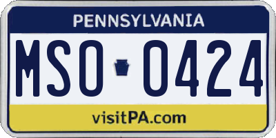 PA license plate MSO0424