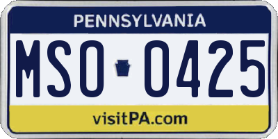 PA license plate MSO0425