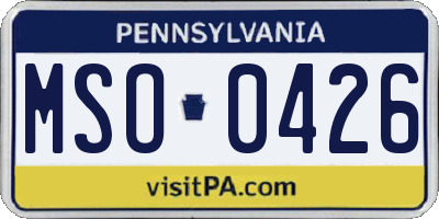 PA license plate MSO0426
