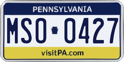 PA license plate MSO0427