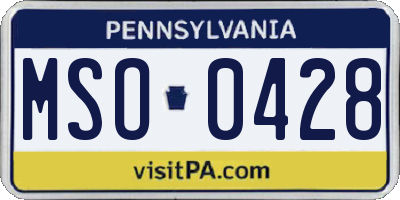 PA license plate MSO0428