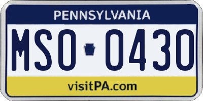 PA license plate MSO0430