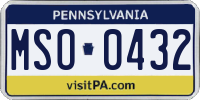 PA license plate MSO0432