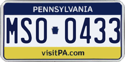 PA license plate MSO0433