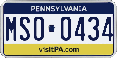 PA license plate MSO0434