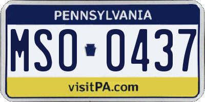 PA license plate MSO0437
