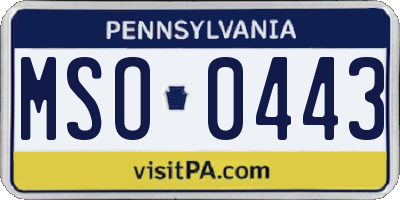 PA license plate MSO0443