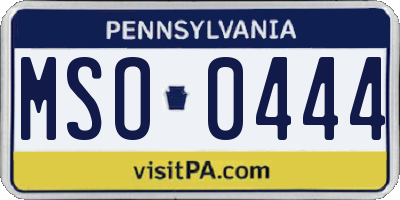 PA license plate MSO0444