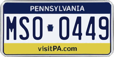 PA license plate MSO0449