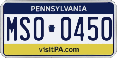 PA license plate MSO0450