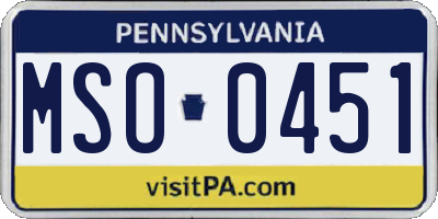 PA license plate MSO0451